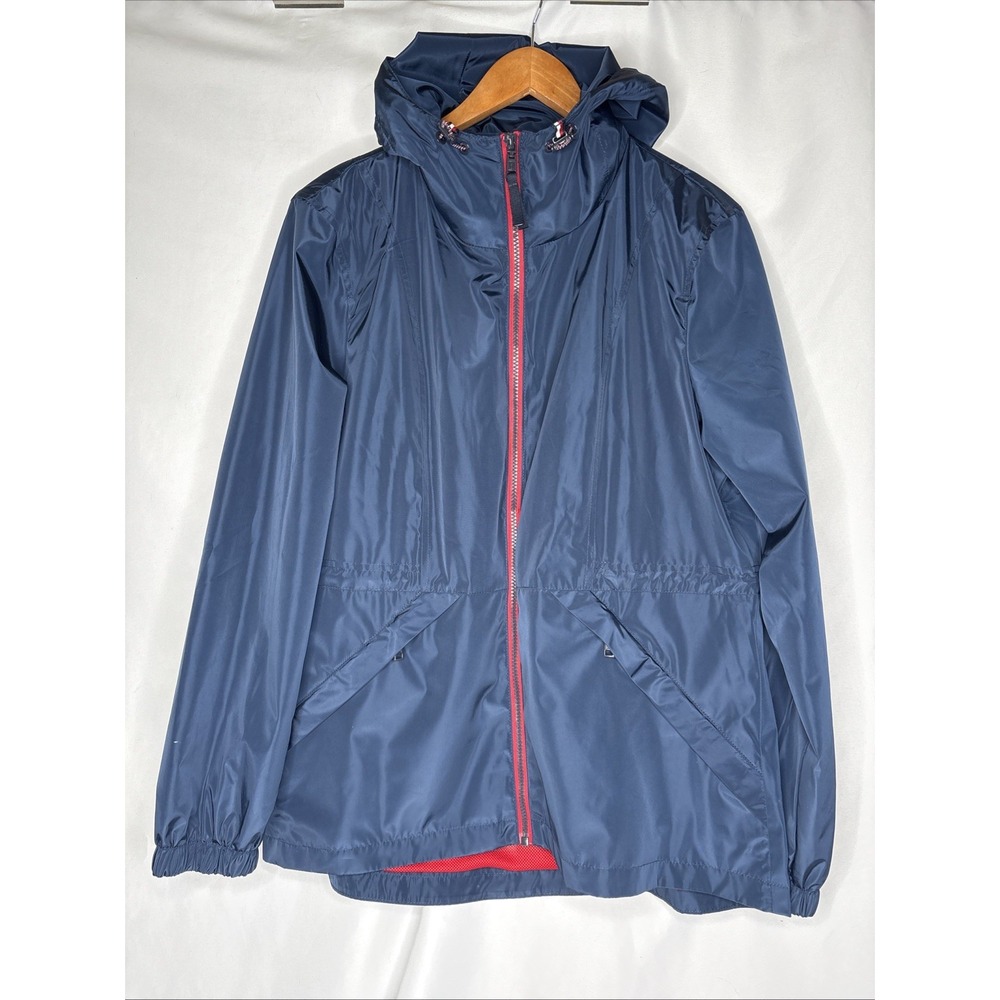 TOMMY HILFIGER‎ Women's M Windbreaker Jacket Navy Blue Red Logo